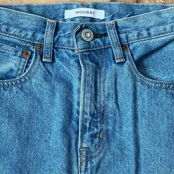 Moussy Denim Raw Frayed Hem Mini Blue Jean Skirt Size 0 - Picture 9 of 9
